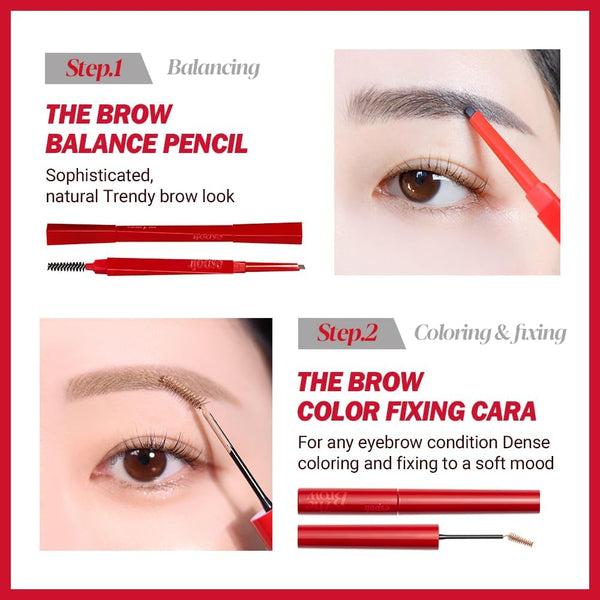 Espoir the Brow Color Fixing Cara #6 Rosy Brown 0.1 Fl Oz | Easy Fixing without Clumping | Long Lasting Smudgeproof Eyebrow Mascara | Soft Mood