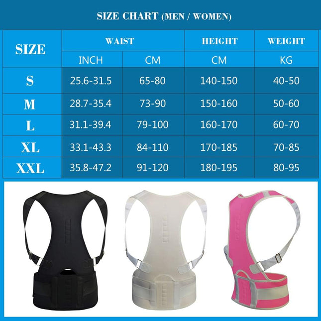 Thoracic Back Brace Posture Corrector - Magnetic Support for Neck Shoulder Upper and Lower Back Pain Relief - Perfect Po