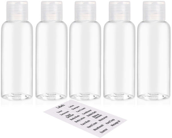 5 Pack 3.4Oz Empty Plastic Travel Bottles for Toiletries TSA Approved Leak Proof Squeezable Travel Size Containers Travel Essentials Accessories,