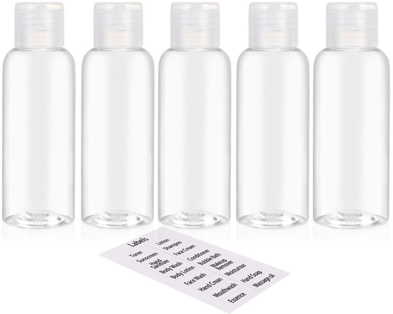 5 Pack 3.4Oz Empty Plastic Travel Bottles for Toiletries TSA Approved Leak Proof Squeezable Travel Size Containers Travel Essentials Accessories,