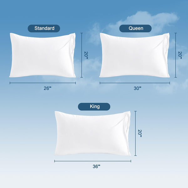NTBAY 4 Pack Zippered Waterproof Queen Pillow Protectors, Super Soft Quiet Zip Pillow Protectors, 20x30 Inches Jersey Pure White Waterproof Pillow