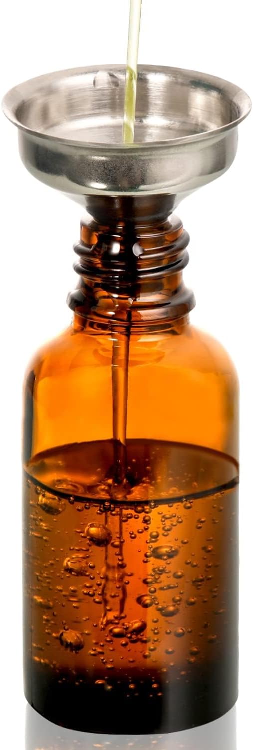 AOZITA 4 Pack, 2 Oz Dropper Bottles with 1 Funnel & 4 Labels - Essential Oils Bottles for Health, Personal Care & Beauty - 60Ml Thick Dark Amber