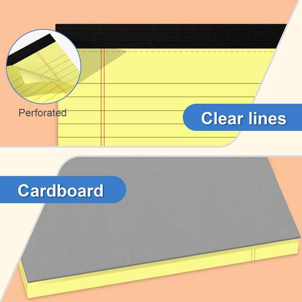 4 Pack Note Pads 5 X 8 Inch Yellow Legal Pads 5" X 8" College Ruled Writing Pads 80Gsm Recycled Yellow Paper Notepad Small Legal Pads Perforated