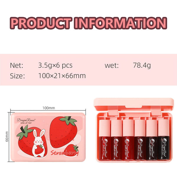 Eakroo 6 Colors Lip Tint Stain Mini Liquid Lipstick, Lip Gloss for Women, Lip Oil Stain, Lip Stain Long Lasting Waterproof, Lip Makeup, Korean