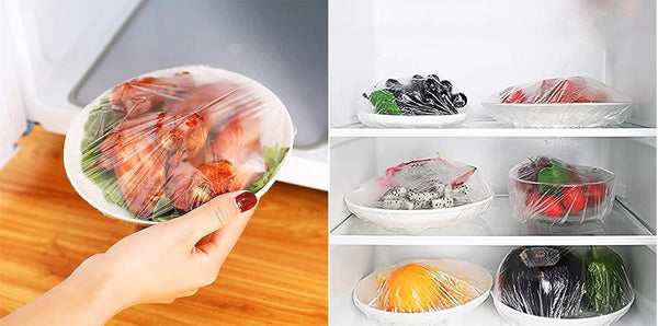 UPGRADED Thickened-Fresh Keeping Bags, Stretch Plastic Wrap Bowl Cover, Reusable Plastic Wrap for Food, Universal Kitchen Wrap Fresh Keeping Bags