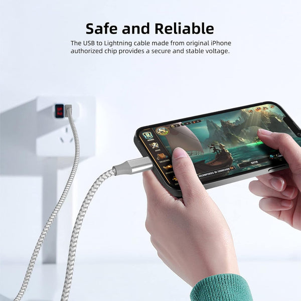 Iphone Charger 3 Pack 10 Ft Apple Mfi Certified Lightning Nylon Braided Cable Fast Charging Cord Compatible with Iphone 13 12 11 Pro Max XR XS X 8