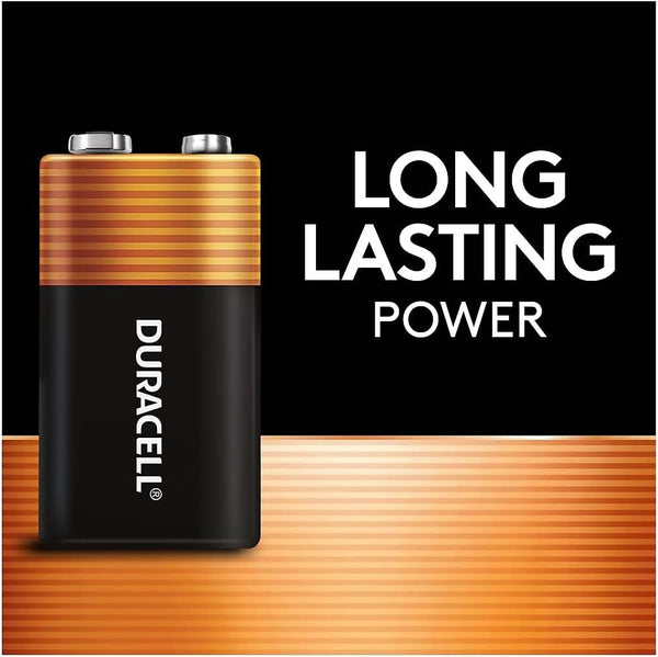 Duracell Coppertop 9V Battery, 2 Count Pack, 9-Volt with Long-lasting Power, All-Purpose Alkaline 9V Battery for Household and Office Devices 2