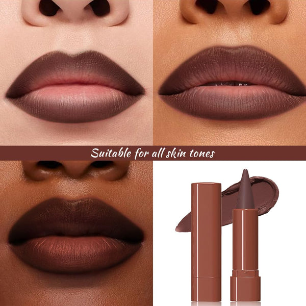 Maroon Gradient Matte Lipstick Crayon Lip Liner Pencil, Flawless Contour Gradual Ombre Effect Lip Pencil, for Women Long Lasting Waterproof Smudge