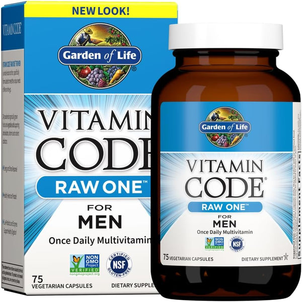Garden of Life Multivitamin for Men, Vitamin Code Raw One - Once Daily, Vitamins plus Fruit, Veggies & Probiotics, 75 Count