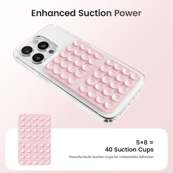 Klearlook 4Pack Silicone Suction Cup Phone Case Mount Double Sided, Sticky Phone Grip for Cell Phone, Hands-Free Phone Accessories for Selfies and
