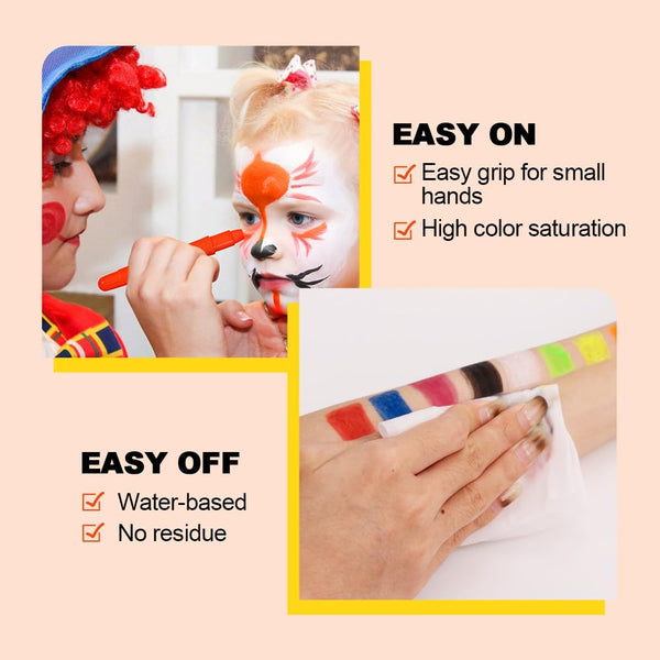 8 Color Face Painting Kits for Kids, Beesjuy Water Based Face Paint Kit, Makeup Kit Plant Ingredients Face Crayons, Painting Party for Adults&Kids