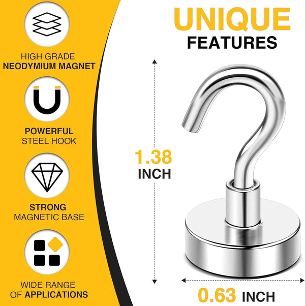 DIYMAG Magnetic Hooks, 30Lbs+ Magnet Hook 2025 Cruise Cabin Ship Essentials Heavy Duty Strong Magnets Refrigerator Fridge Hanging for Classroom