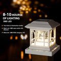 Solar Post Cap Lights, Warm White & RGB Automatic Cycling, Cracked Glass Bulb, 20 Lumens Lp65 Waterproof Fit 3.6X3.6 4X4 4.5X4.5 5X5 Wood Fence
