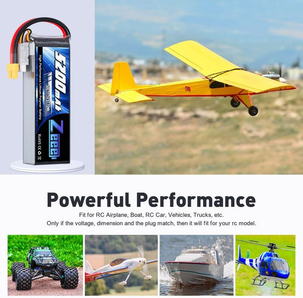 Zeee 3S Lipo Battery 5200Mah 50C 11.1V RC Batteries with XT60 Connector Soft Case for RC Airplane Helicopter Plane Quadcopter RC Car Truck Boat