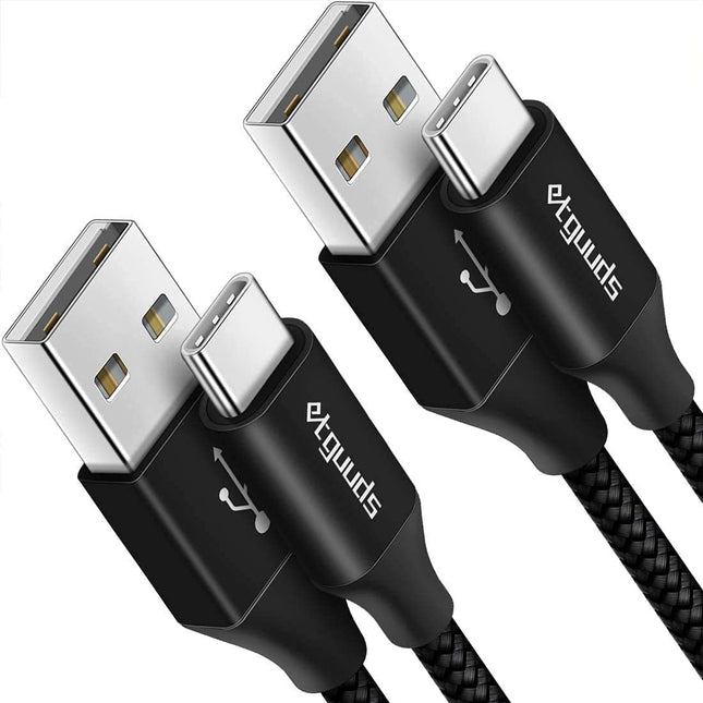 Etguuds USB to USB C Cable 2Ft, 2-Pack USB a to Type C Charger Cord Fast Charging for Samsung Galaxy A15 A25 A35 A55 A54
