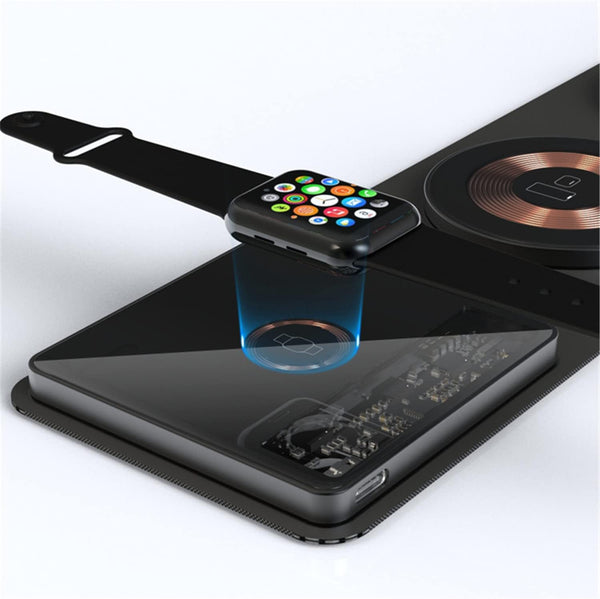 [Dual 15W] Foldable Fast Wireless Charger, 3 in 1 Travel Magnetic Wireless Charger, Wireless Charging Pad Compatible with Mag-Safe Charger for