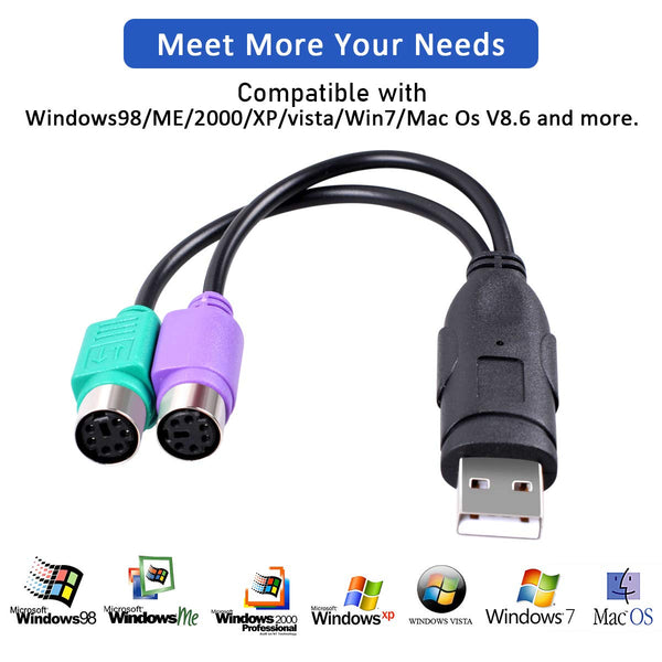 UCEC PS/2 to USB Adapter Converter for PS2 Keyboard Mouse