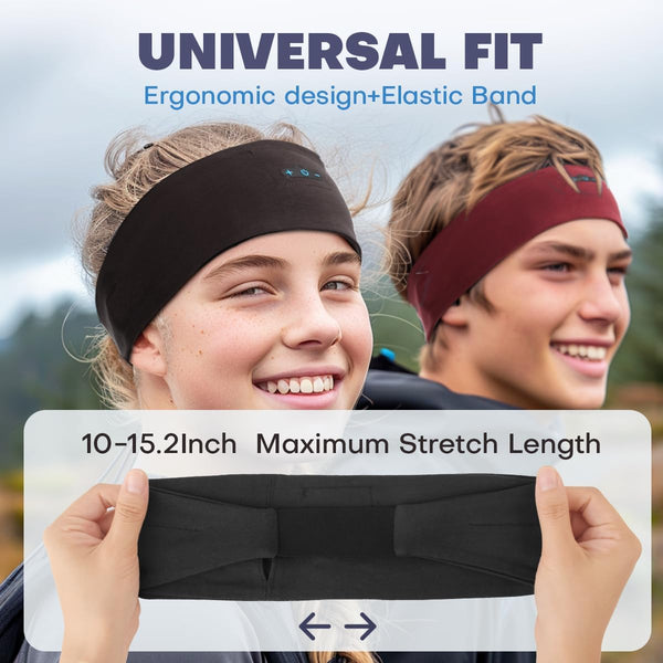 Sleep Headphones Bluetooth Headband for Side Sleeper 2-Pack, 14H Playtime, Wireless Headband Headphones with HD Stereo Speakers for