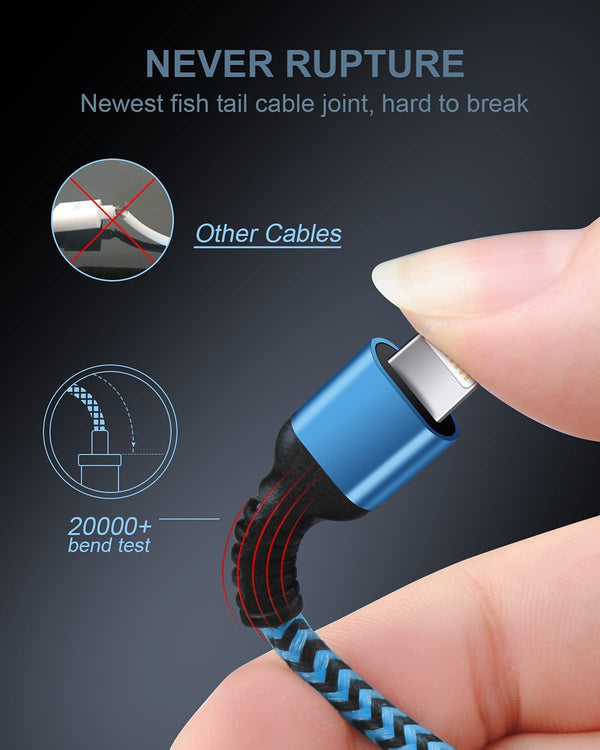 USB a to Lightning Cord, 4Pack/3Ft Nylon Braided Iphone Charger Cable, Apple Approved Fast Charging Power Wire for Iphone 14, 14 Pro Max, 13 Pro