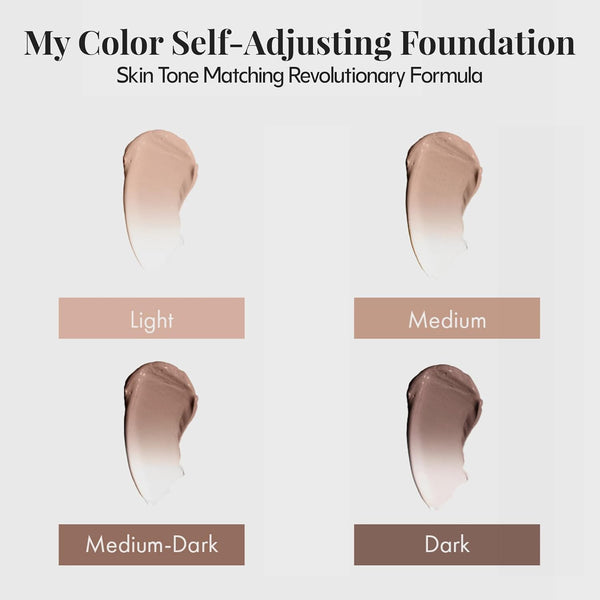 Jerome Alexander My Color Self-Adjusting Foundation, Hydrating & Lightweight Face Makeup, Skincare-Infused, with Kabuki Brush, Light, 1 oz 01 Light