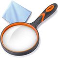 Magnifying Glass 10X Handheld Reading Magnifier with Cleaning Cloth-100Mm Large Magnifying Lens with Non-Slip Soft Handle for Seniors Book