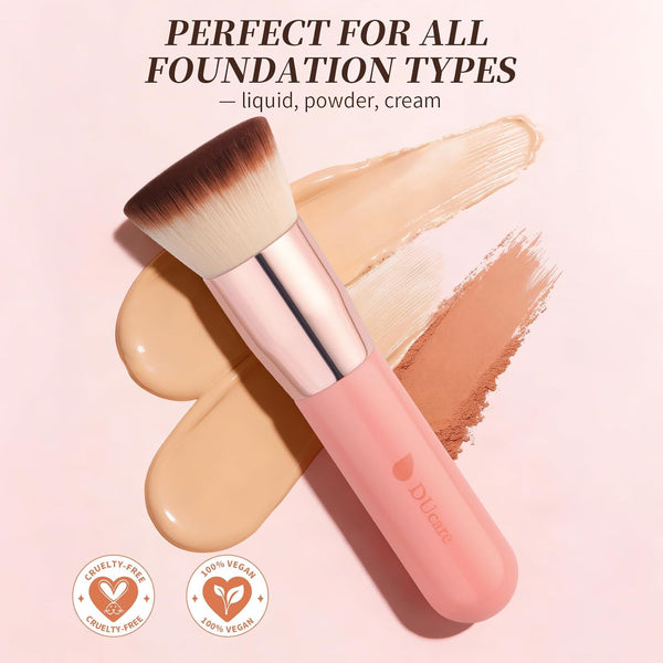 Ducare Self Tanner Brush Kabuki Foundation Brush for Liquid Makeup Flat Top Professional Stick Buffing Blending Mineral Powder Large Makeup Face
