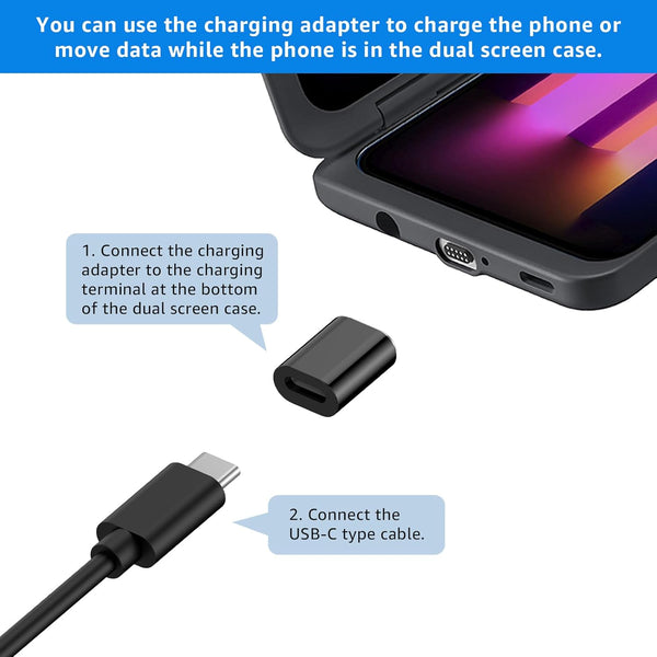 Charging Adapter for LG V60 Dual Screen Cover Case, Magnetic Charging Adapter with Cable, Charging Adapter Gender for for LG V60 Thinq(Black)