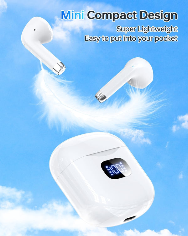 Wireless Earbuds Bluetooth 5.3 Headphones, 40Hrs Playback Stereo Ear Buds with LED Display Charging Case IPX7 Waterproof In-Ear Earphones with Mic