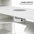 Paddie L-Shaped Manicure Table Nail Station with Shelves, Nail Tech Table Nail Table Station W/Dust Collector, Storage Cabinets, Drawers, Metal