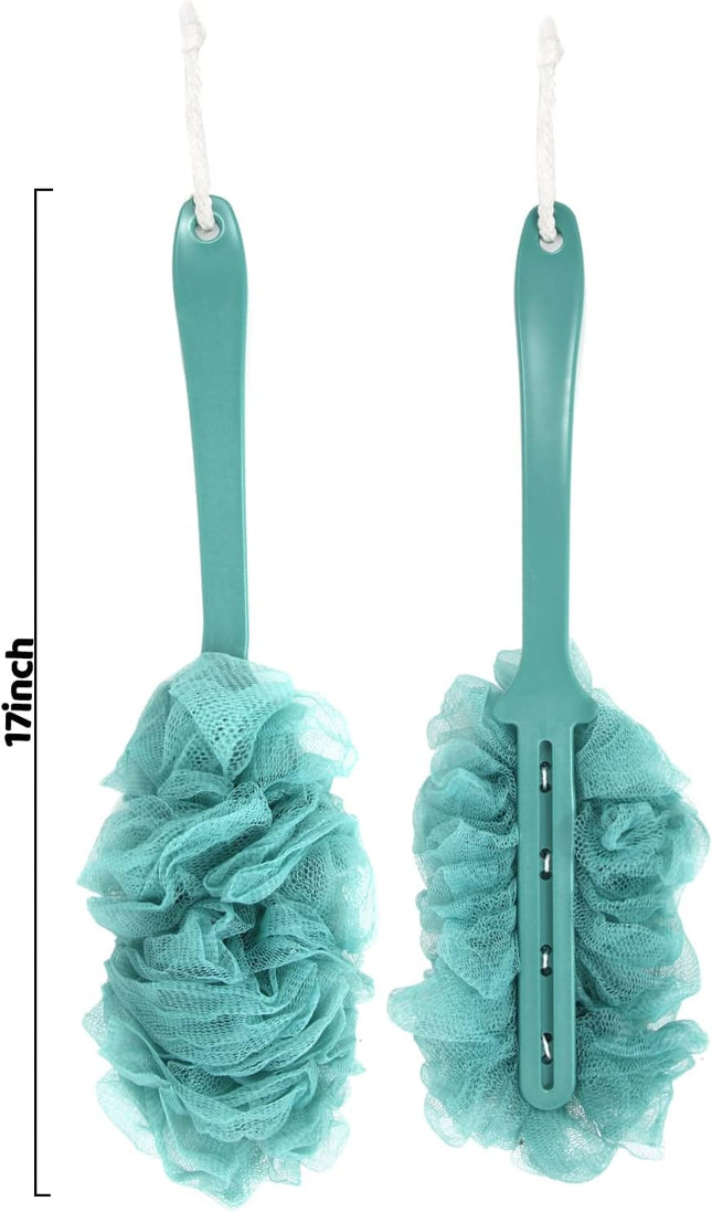 Back Scrubber for Shower, Qewro Loofah on a Stick as Shower Brush Exfoliating Body with Long Handle, Loofah Sponge Mens 