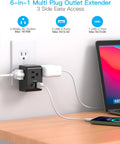 Multi Plug Outlet Extender, Power Strip Non Surge Protector Electric Outlet Splitter with 3 USB Wall Charger (1 USB C), Multiple Outlet Expander