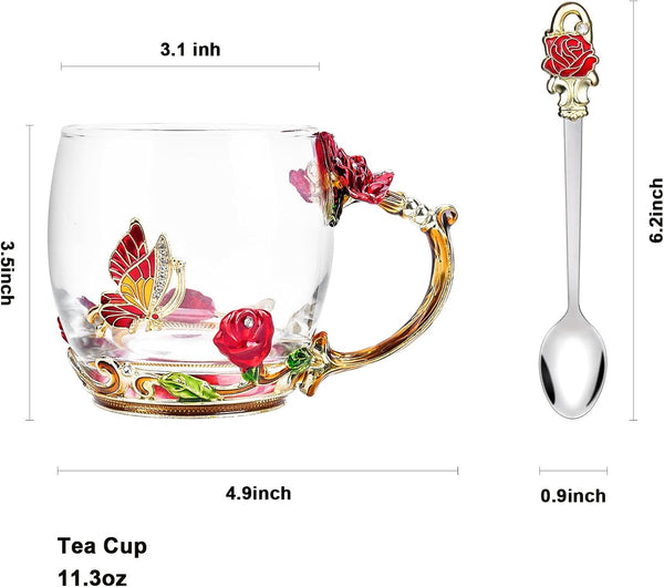 OEAGO Gifts for Mom Women Mothers Day Glass Coffee Enamels Mug Best Birthday Valentines Gifts for Her Girlfriend Wife from Daughter Son