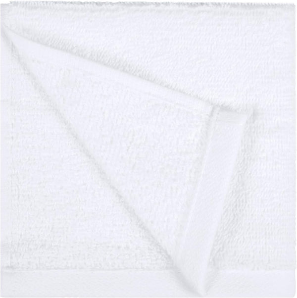 Amazon Basics Fast Drying Cotton Washcloths for Bathroom, Machine Washable, Soft and Highly Absorbent, 12 X 12 In, White, 24-Pack