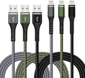 Iphone Charger [Apple Mfi Certified] 3-Pack 6FT Lightning Cable Nylon Braided Fast Charging Iphone Charger Long Cord Compatible with Iphone 14 13