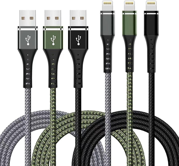 Iphone Charger [Apple Mfi Certified] 3-Pack 6FT Lightning Cable Nylon Braided Fast Charging Iphone Charger Long Cord Compatible with Iphone 14 13