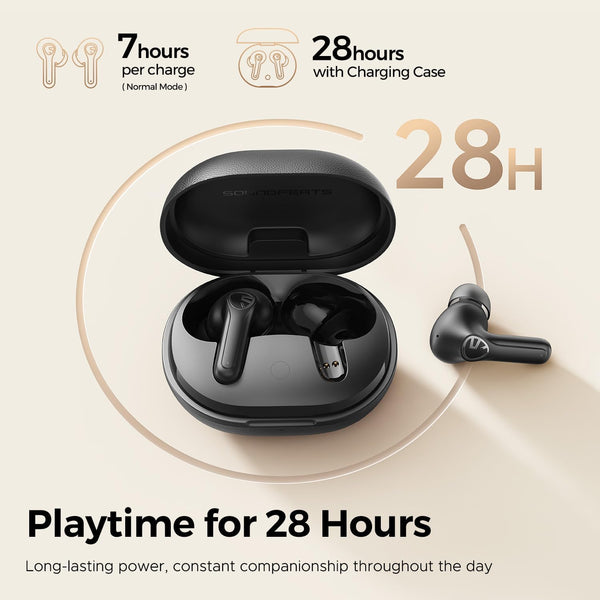 Soundpeats T3 Pro Wireless Earbuds, 12Mm Drivers Bass Stereo in Ear Headphones, Bluetooth 5.4, 28Hrs Playtime, Call Noise Cancellation, IPX4