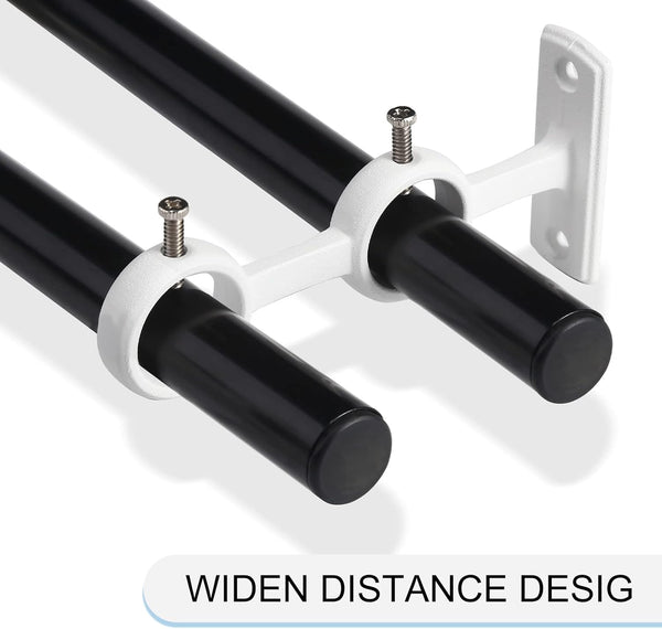 Goowin Double Curtain Rod Holder, 2Pcs Brackets Hooks for Living Room, Bedroom Drapery Rods (White)