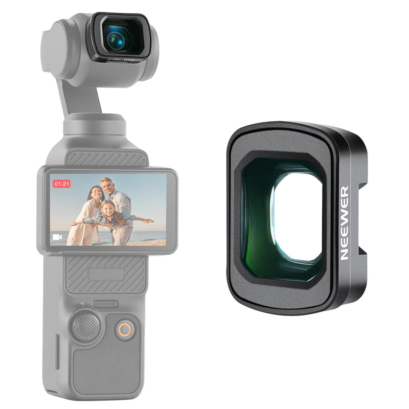 NEEWER 0.75X Wide Angle Lens Compatible with DJI OSMO Pocket 3 Creator Combo Accessories, Expanded FOV of 108Â°, Magnetic Coated Aspherical Action
