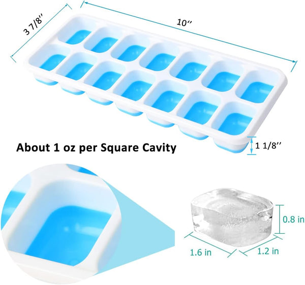 Ice Cube Tray with Lids BPA Free, 4 Pack - 56 Ice Flexible Easy Release Silicone Ice Tray for Freezer Stackable No Spill Ice Tray Dishwasher Safe