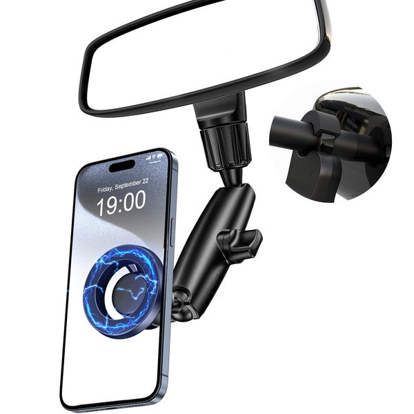 Magnetic Phone Holder for Car, Rear View Mirror Phone Holder, 360Â° Rotating Car Phone Mount, Compatible with Iphone 16/15/14/13/12 Series and All