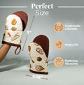 Folkulture Mini Oven Mitts Heat Resistant 5.75"X9", Set of 2 Orange Oven Mittens, Short Oven Gloves with Hanging Loop, Boho Oven Accesorries,