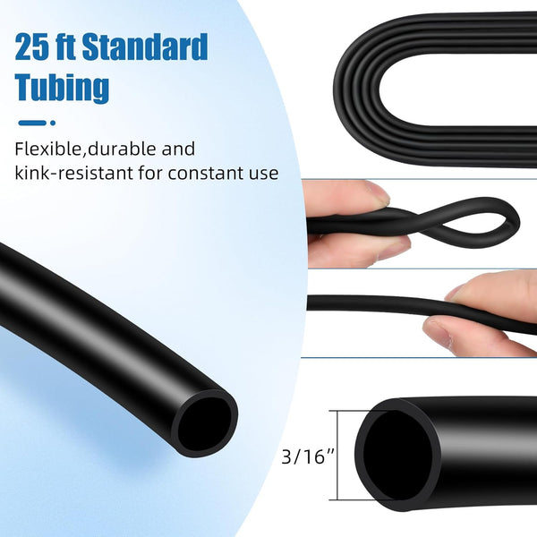 AQUANEAT 25 Feet Aquarium Airline Tubing, Standard 3/16" Tubing, Air Pump Accessories,With Air Stones, Check Valves, Suction Cups and Connectors