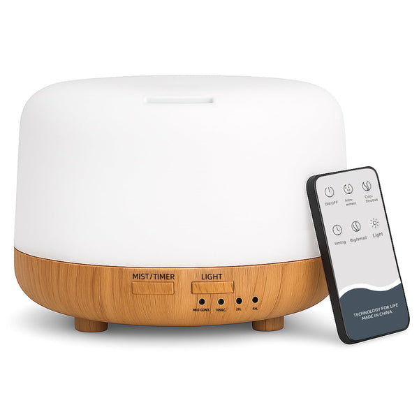 Aromatherapy Essential Oil Home Diffuser with Remote Control, 300ML Large Room Cool Mist Air Humidifier, 8 Hours Quiet Operation, Timer, 7 Colors