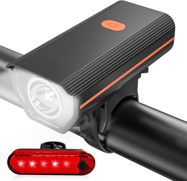 Rechargeable Bike Lights, Ultra Bright Bicycle Lights for Night Riding, Road Mountain Bike Accessories for Kids Adults - Bike Headlight with Tail