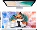 Watercolor Fox Customized Large Extended Gaming Mouse Pad with Stitched Edges and Non-Slip Rubber Base,Suitable for Office and Home Use,31.5X15.7