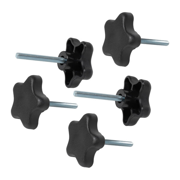 POWERTEC 5 Pack 1/4"-20 5 Star Knobs with 2" Threaded Stud, Thumb Screw Knobs with Bolts for Lawn Mower, Umbrella Base, Woodworking Tools & Jigs,