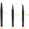 3PCS Precision Tweezers Set, Upgraded Anti-Static Stainless Steel of Tweezers, for Electronics, Soldering, Laboratory Work, Jewelry-Making, Model,