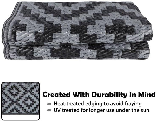 SAND MINE Waterproof Outdoor Rug 4X6 Ft, Reversible Mats, Modern Area Rug, Large Floor Mat and Rug for Outdoors, RV, Patio, Backyard, Deck,