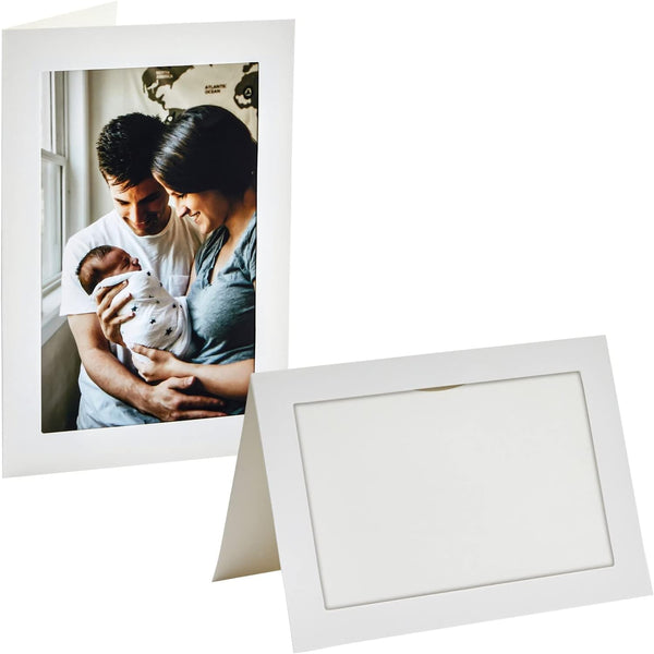 BEST PAPER GREETINGS 48 Pack Photo Frame Cards 4X6 with Envelopes - Picture Insert Note Cards for Wedding, Graduation, Anniversary (Textured Ivory