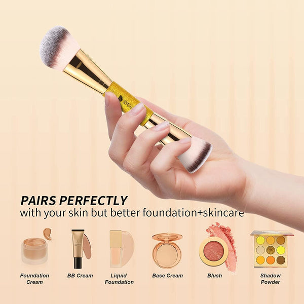 Ducare Foundation Brush Contour Bronzer Makeup Brush Double Ended Self Tanner Brush Sculpting Brush for Blending Liquid Powder Concealer Cream